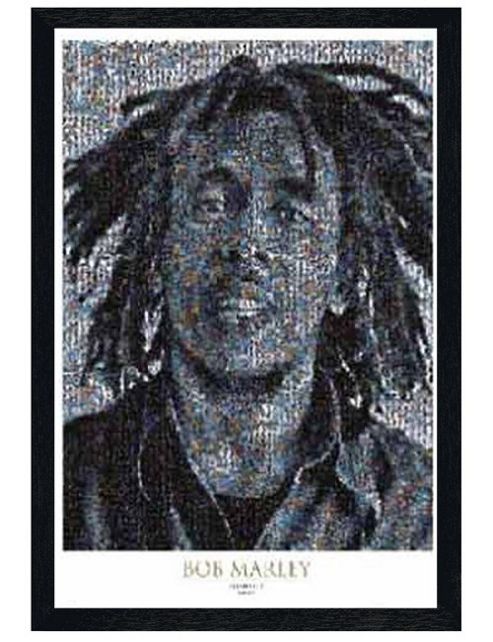 Image of Bob Marley Black Wooden Framed Mosaic Ii Poster
