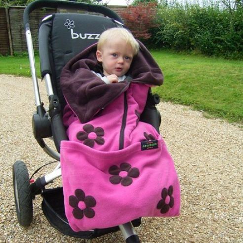 Image of Cozyosko Buggybag Footmuff (dusky Flowers/chocolate Stars)