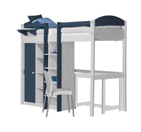 Image of Maximus High Sleeper Set 2 Central Ladder White With Blue Details
