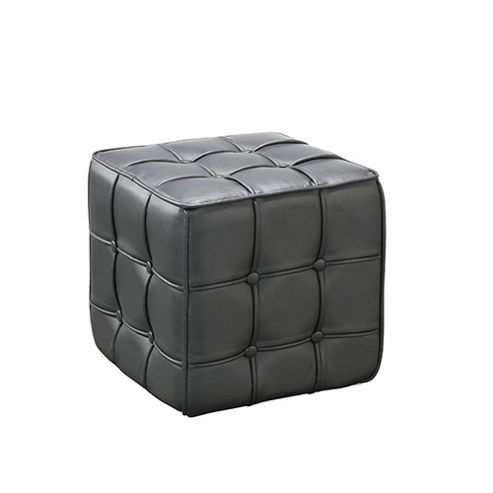 Image of Calista Ottoman Faux Leather Black