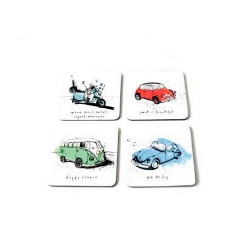 Image of Ruth Jackson Cars, Van & Scooter Design Coasters, Set Of 4