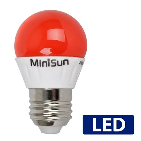 Image of Minisun Es E27 4w Red Led Golfball Bulb Cool White / Daylight