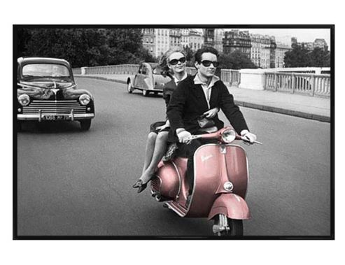 Image of Gloss Black Framed Scooter In Paris Poster