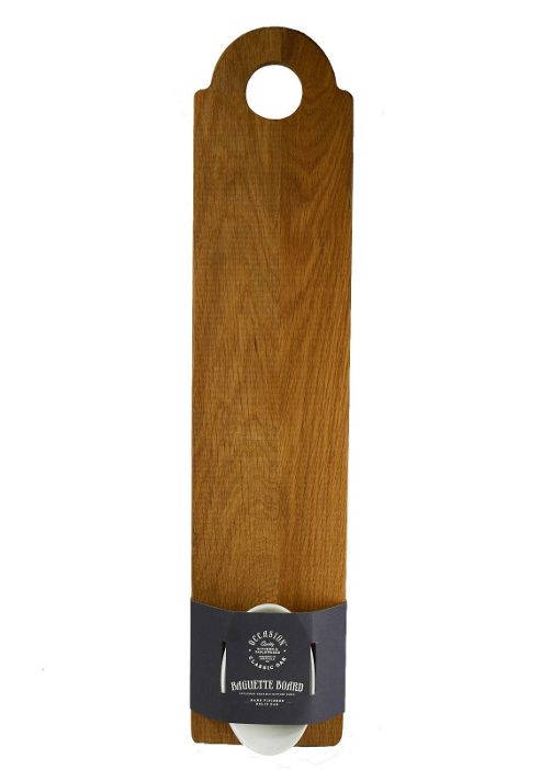 Image of Occasion Classic Oak Baguette Serving Board With Oval Ceramic Dipping Dish
