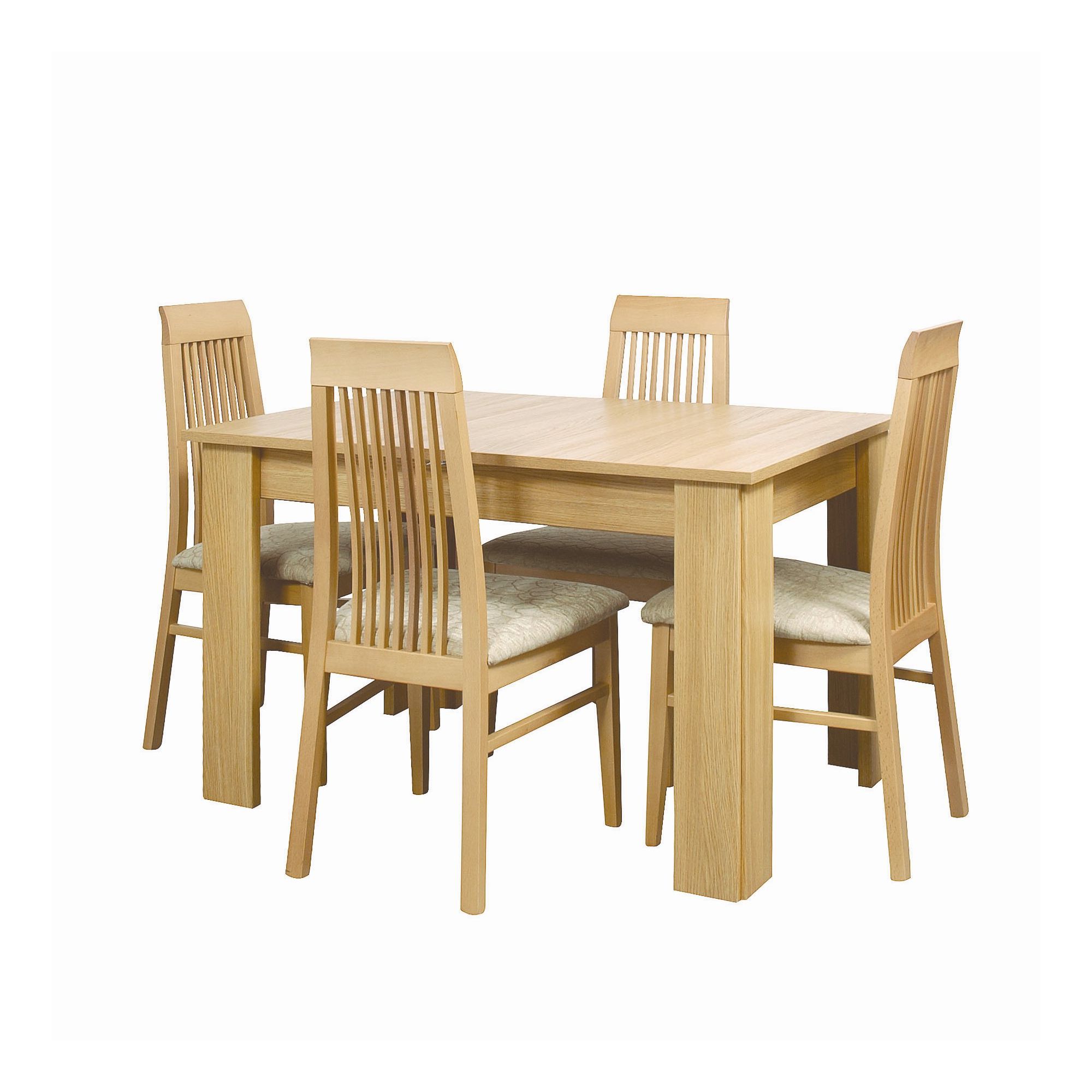 Caxton Huxley Dining Table Set with 4 Slatted Back Dining Chairs in Light Oak at Tesco Direct