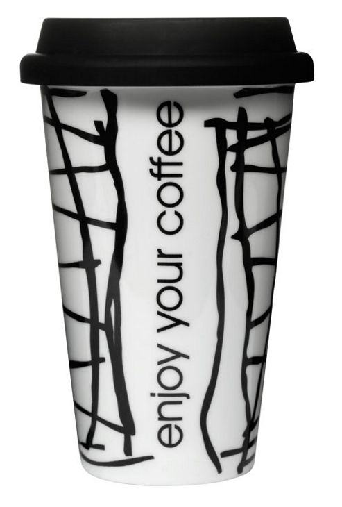 Image of Sagaform Porcelain Travel Mug, Cross Design