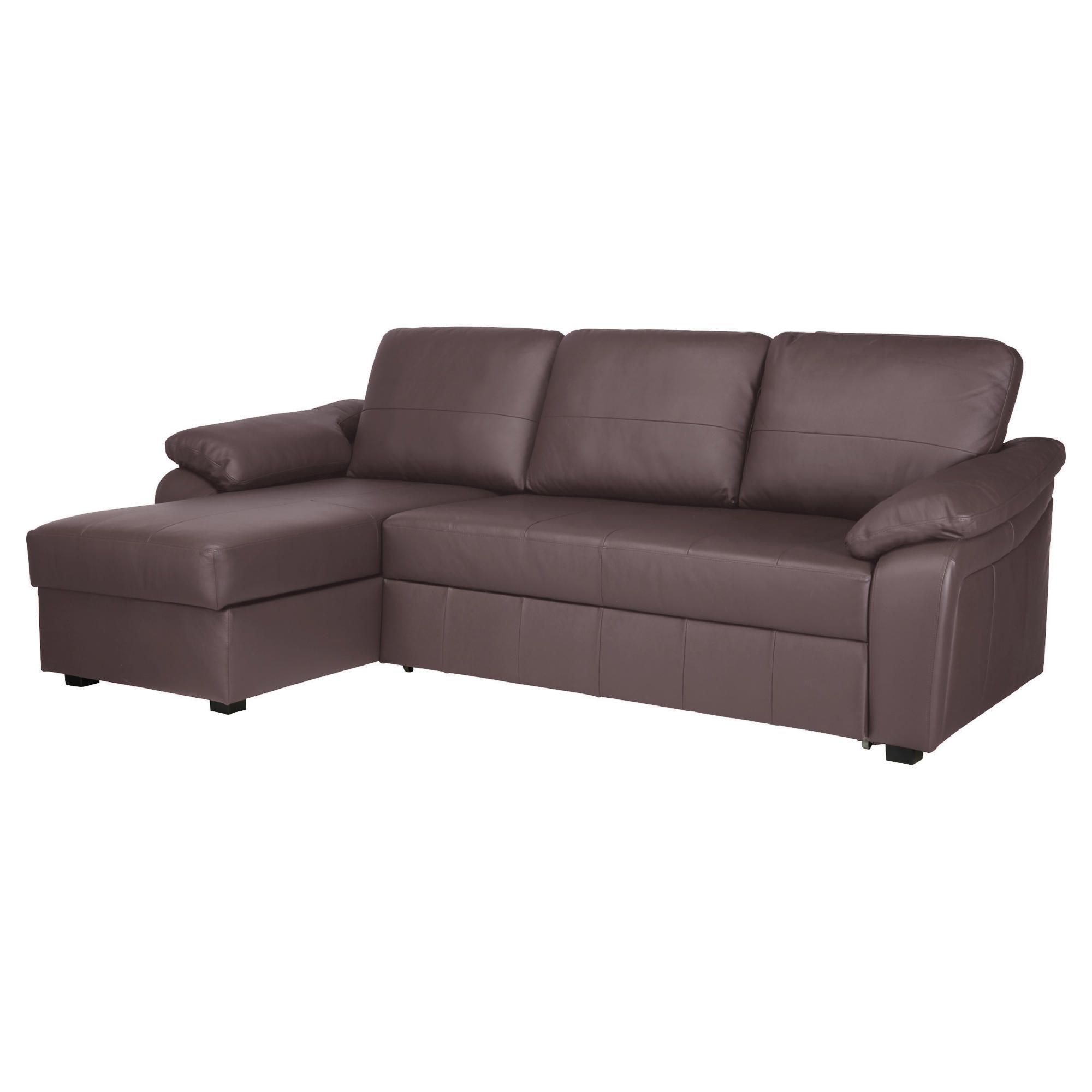 Ashmore Leather Corner Chaise Sofabed Brown Left Hand Facing at Tesco Direct