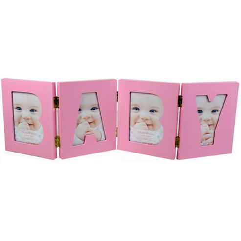 Image of Folding Free Standing 4 Photo Frame - Pink