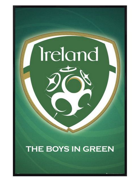 Image of Ireland Football Team Logo Gloss Black Framed The Boys In Green Poster