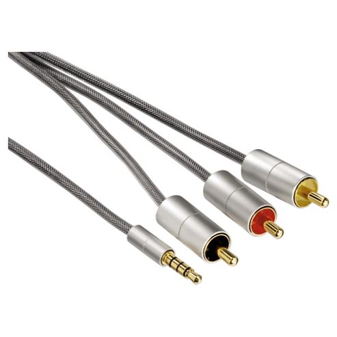 Image of Hama Aluline 3.5mm Connecting Cable 3x Rca Plug For Mp4 Playes/dvd/tv 2m