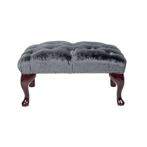 Image of Snug City Footstool Crushed Velvet Graphite Chesterfield, Made In The Uk.