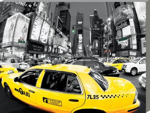 Image of New York City Rush Hour In Times Square Large Canvas Print