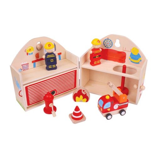 Image of Bigjigs Toys Bj683 Mini Fire Station Playset