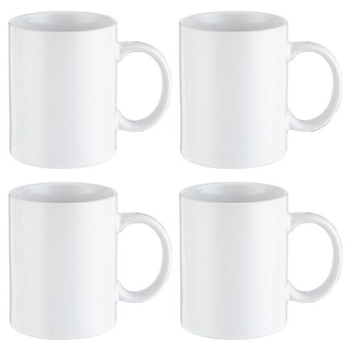 Image of Tesco Plain Stoneware White Mug 4 Pack