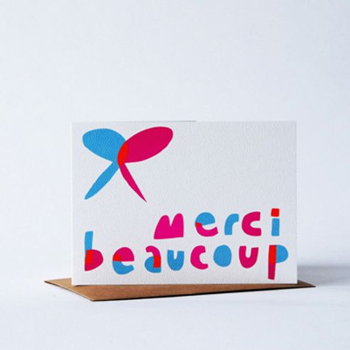 Image of Yellow Owl Workshop Card - Merci Beaucoup