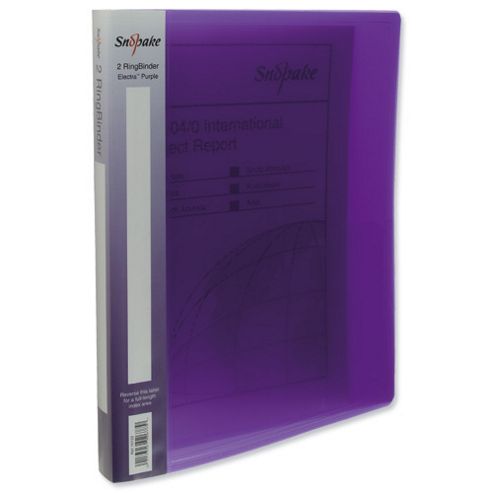 Image of Snopake Electra Ring Binder Polypropylene 2 O-ring 25mm Size A4 Purple Ref 10161 [pack 10]