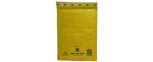 Image of Mail Lite Bubble-lined Postal Bag Peel And Seal Gold 350x470mm Pack Of 50 Mlgk/7