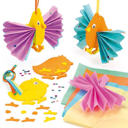 Image of Crinkle Chick Hanging Decorations (pack Of 4)