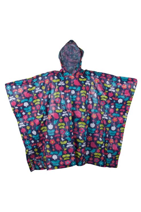 Image of Poncho Mens Womens Unisex Patterned Waterproof Pakka Jacket Rain Coat Anorak - Blue