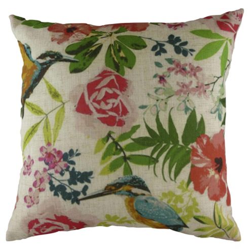 Image of Tropical Floral Cushion, Cream