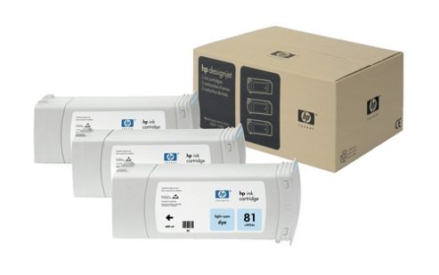 Image of Hp 81 3-pack 680-ml Light Cyan Dye Cartridges