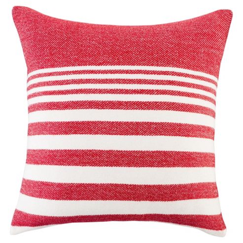 Image of Knitted Stripe Cushion, Red