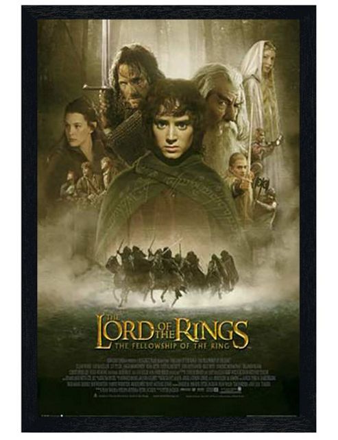 Image of Lord Of The Rings Black Wooden Framed The Fellowship Of The Ring Lotr Poster