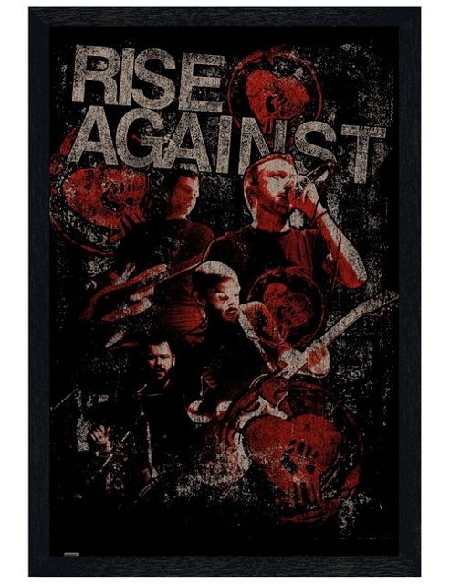 Image of Black Wooden Framed Rise Against Posterize Poster