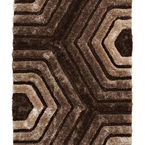 Image of Think Rugs Noble House Brown Shaggy Rug - 120 Cm X 170 Cm (3 Ft 9 In X 5 Ft 7 In)