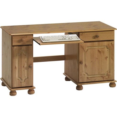Image of Houston - Solid Wood Office Desk / Workstation - Antique Pine