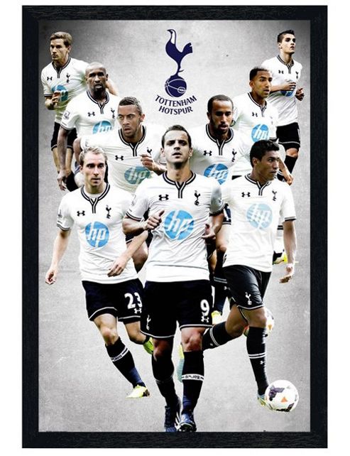 Image of Tottenham Hotspur Football Club Black Wooden Framed Star Players 2013/14 Thfc Poster