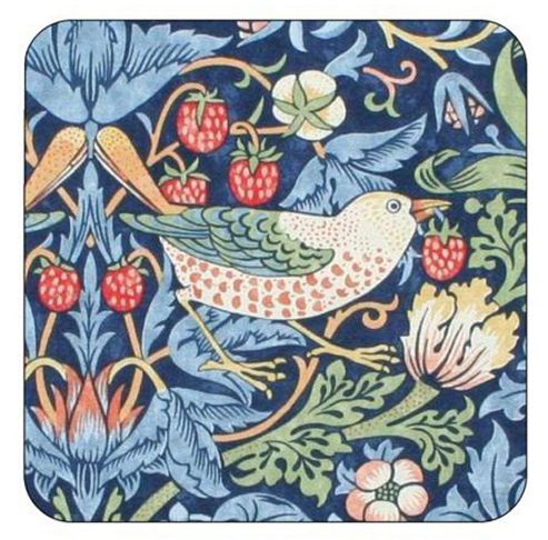 Image of Pimpernel Morris & Co Strawberry Thief Coasters, Blue, Set Of 6