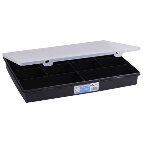 Image of Wham Large Plastic Organiser With Dividers, Black