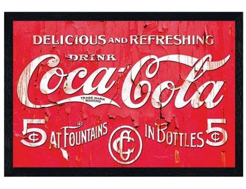 Image of Coca-cola Black Wooden Framed Delicious & Refreshing Poster