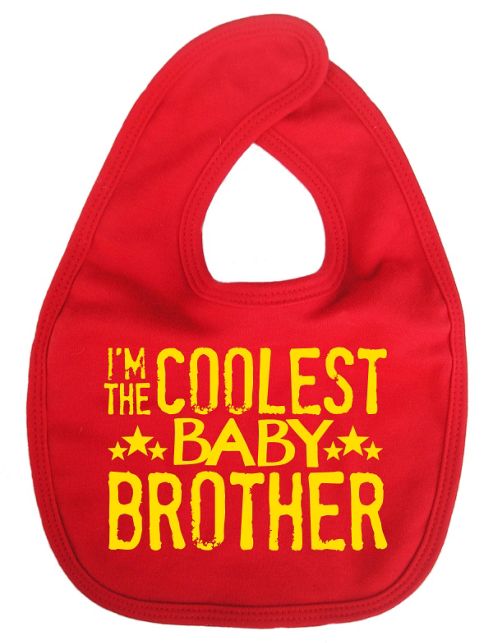 Image of Dirty Fingers I'm The Coolest Baby Brother Baby Bib Red