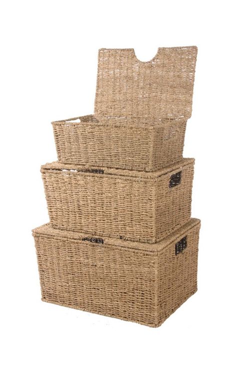 Image of Wicker Valley 26cm Seagrass Storage Box 3 Piece Set