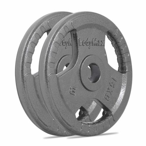 Image of Bodymax Olympic Cast Iron Tri-grip Weight Disc Plates - 2 X 15kg