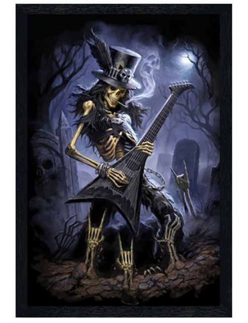 Image of Skeleton Rock Black Wooden Framed Play Dead Poster