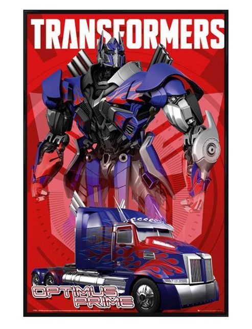 Image of Gloss Black Framed Transformers Optimus Prime Poster