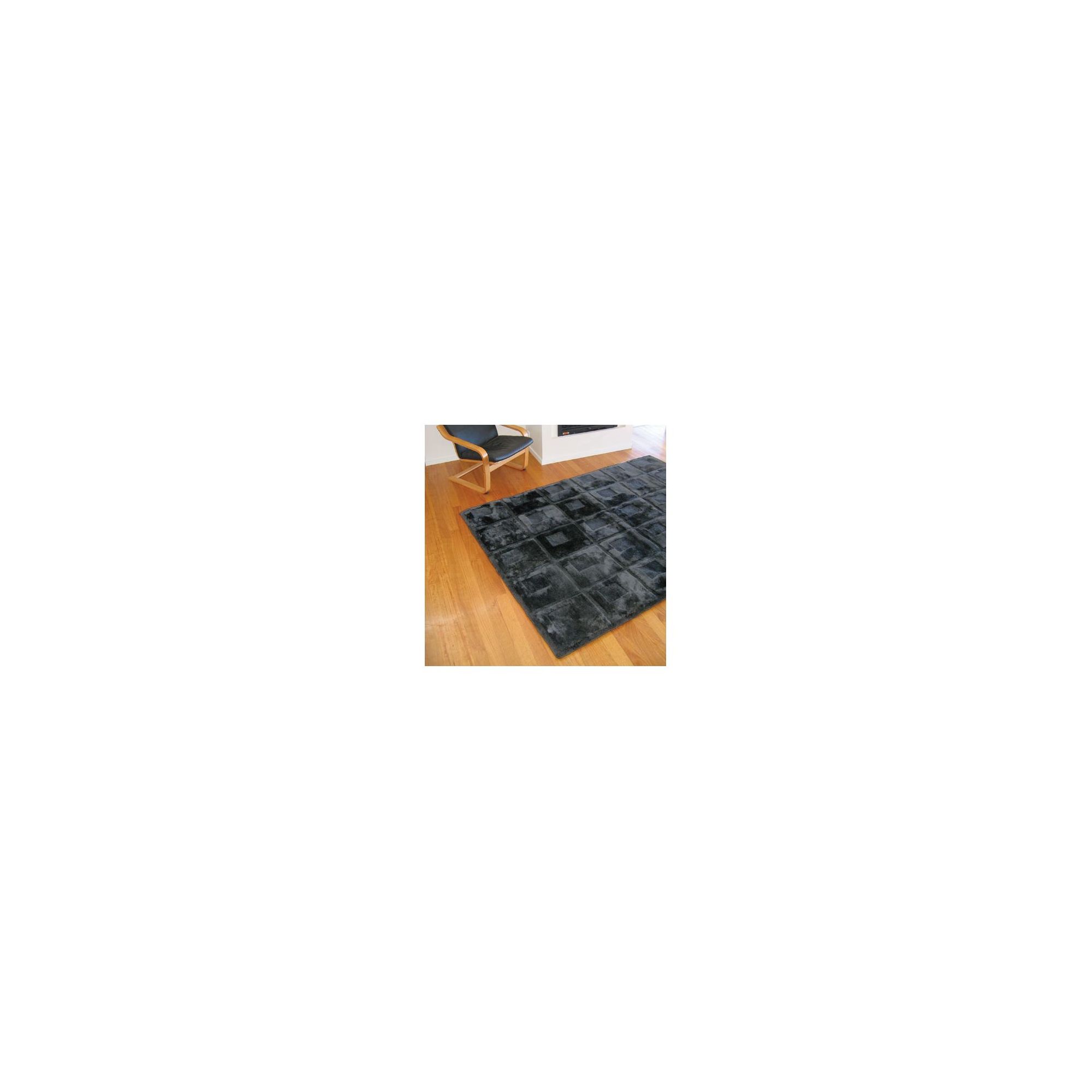 Bowron Sheepskin Shortwool Design Orbit Black Rug - 240cm H x 65cm W x 1cm D at Tesco Direct