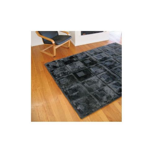 Image of Bowron Sheepskin Shortwool Design Orbit Black Rug - 240cm H X 65cm W X 1cm D