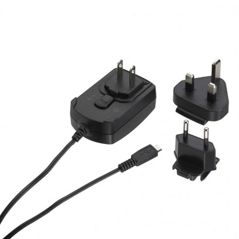 Image of International Travel Charger - Fixed Cable, Na/uk/eu Clips, Mini-usb