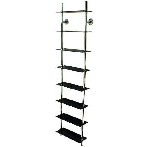 Image of Wall Mounted Glass Bathroom Storage Shelves - Black