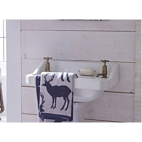 Image of Catherine Lansfield Home Cosy Corner Swing Stag Jacquard 500gsm Bath Sheet Navy