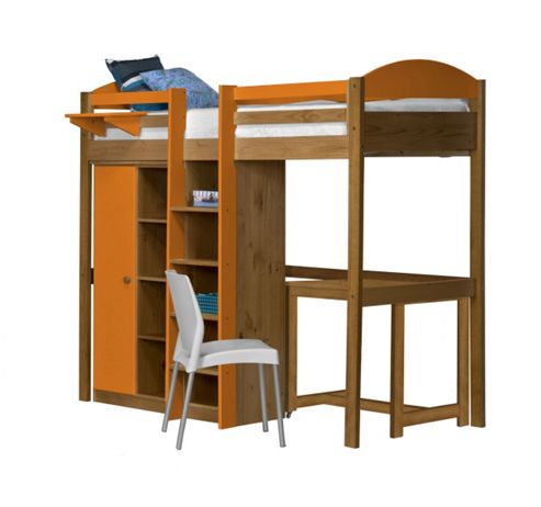 Image of Maximus High Sleeper Set 2 Central Ladder Antique With Orange Details