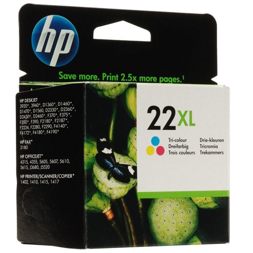 Image of Hp 22xl High Yield Tri-colour Original Ink Cartridge