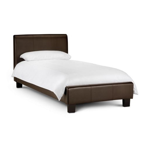 Image of Single Brown Leather Bed Frame