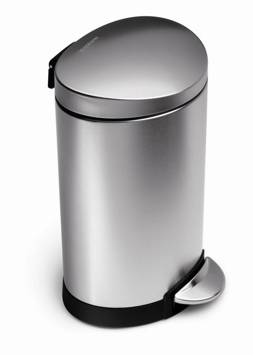 Image of Simplehuman 6 Litres Semi Round Pedal Bin - Brushed Stainless Steel