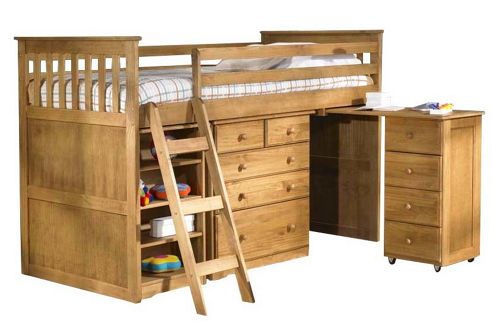 Image of Amani Mid Sleeper Cabin Bunk Bed - Waxed Pine