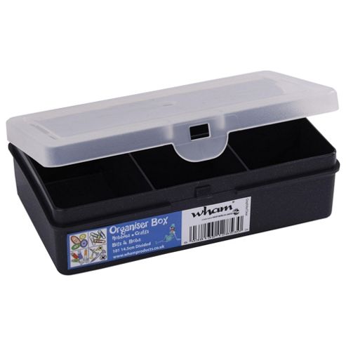 Image of Wham Small Plastic Organiser With Dividers, Black